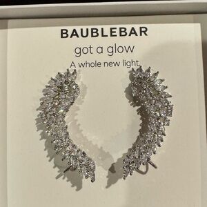 BaubleBar Silver Crystal Angel Wings Earrings